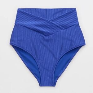 NWT Aerie Shine Rib Crossover High Waisted Bikini Bottom